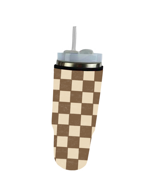 Neutral Checkers  40 oz (Handled Tumbler Sized)