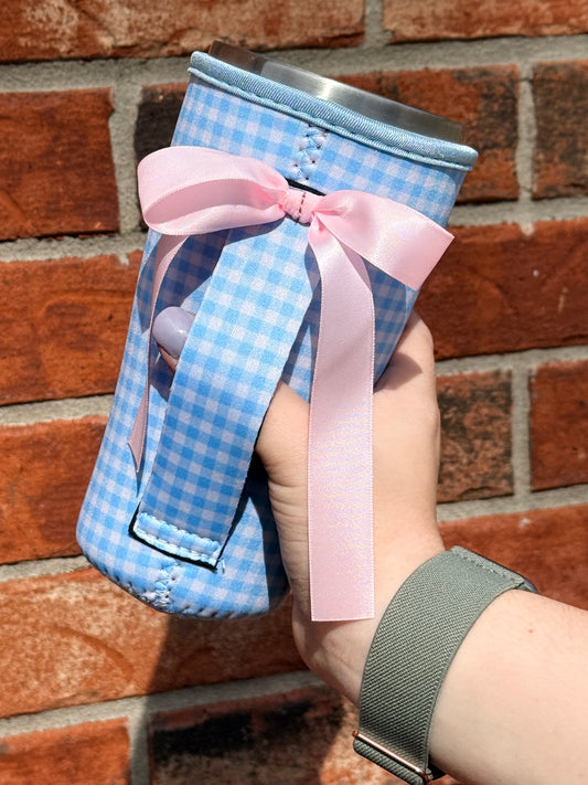 BLUE GINGHAM | RIBBON TEA KOOZIE