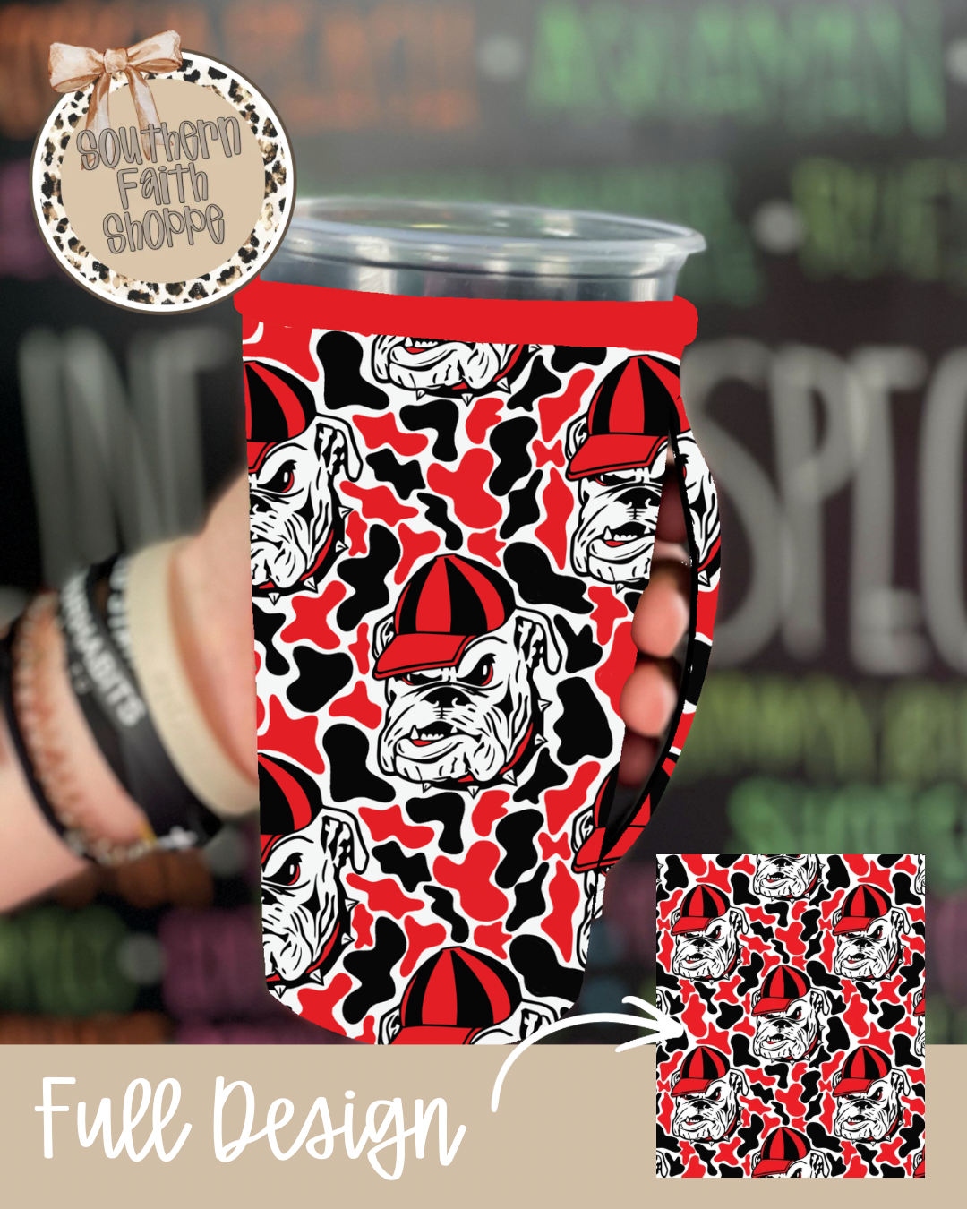 RED & BLACK BULLDOG CAMO | 32oz KOOZIE