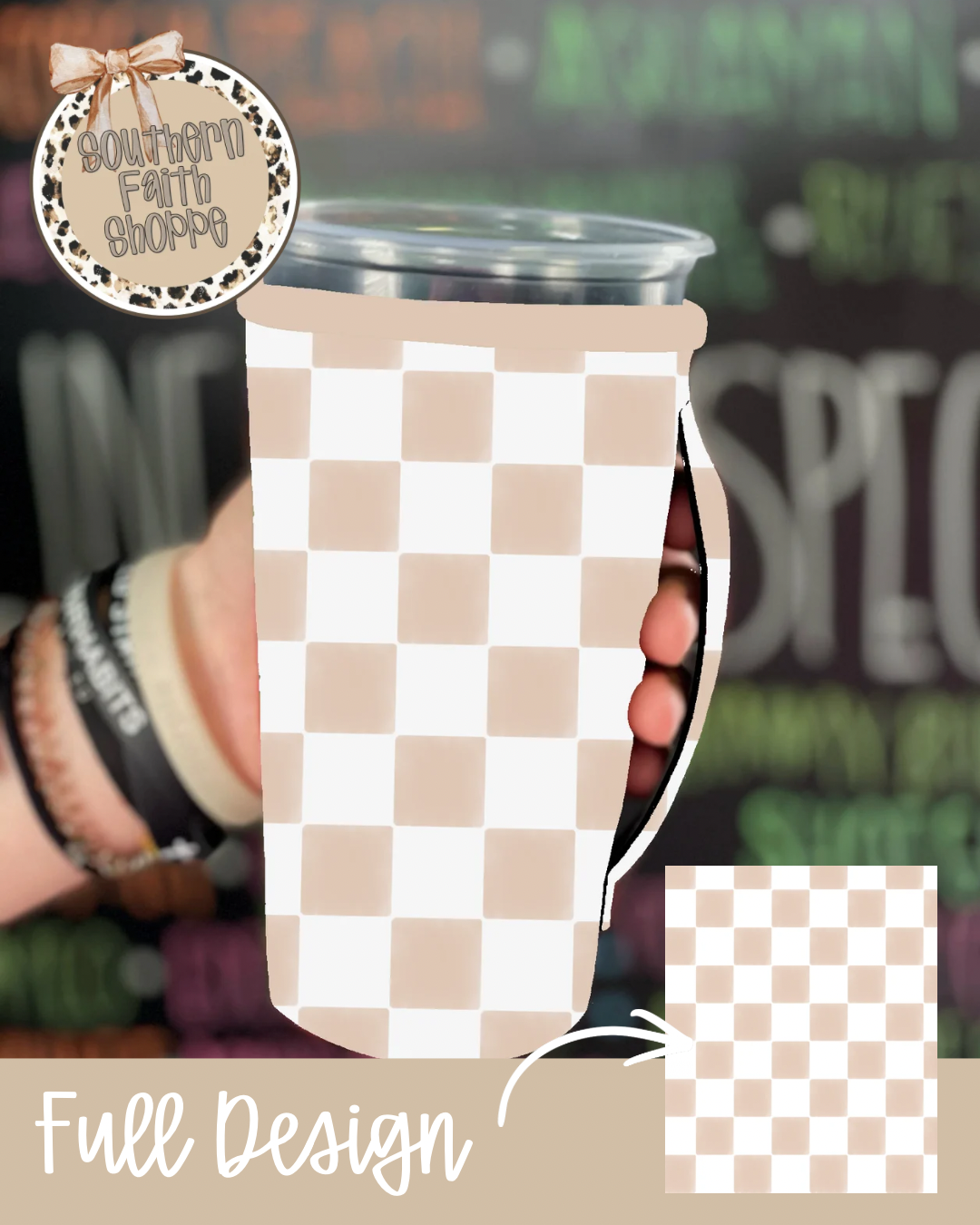 KHAKI CHECKERED | 32oz KOOZIE