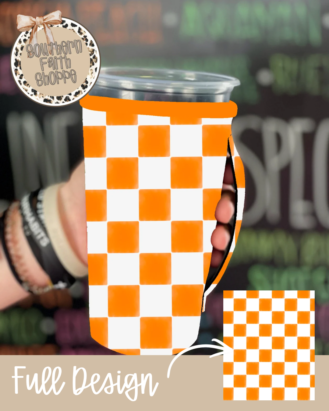 ORANGE CHECKERED | 32oz KOOZIE