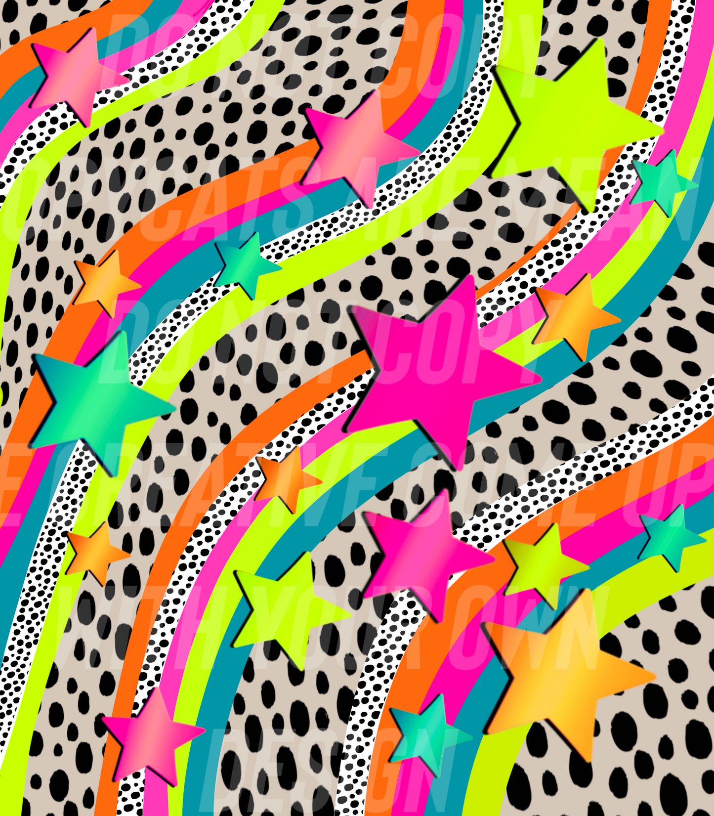 Rainbow w/ Neon Stars  (Tea Cup Sized)