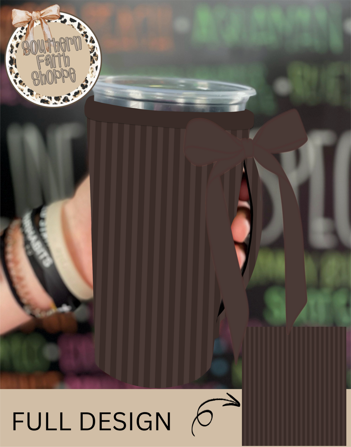 BROWN STRIPES | 32oz RIBBON KOOZIE