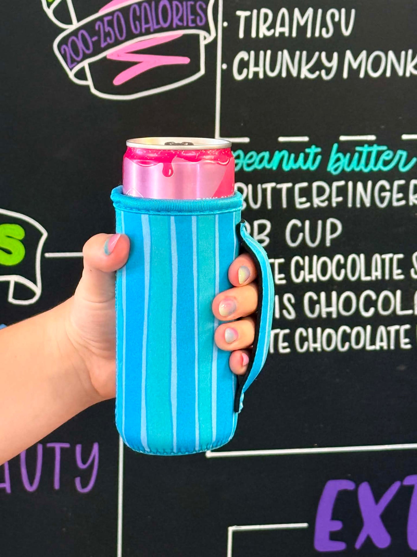 BLUE STRIPED | SLIM CAN KOOZIE
