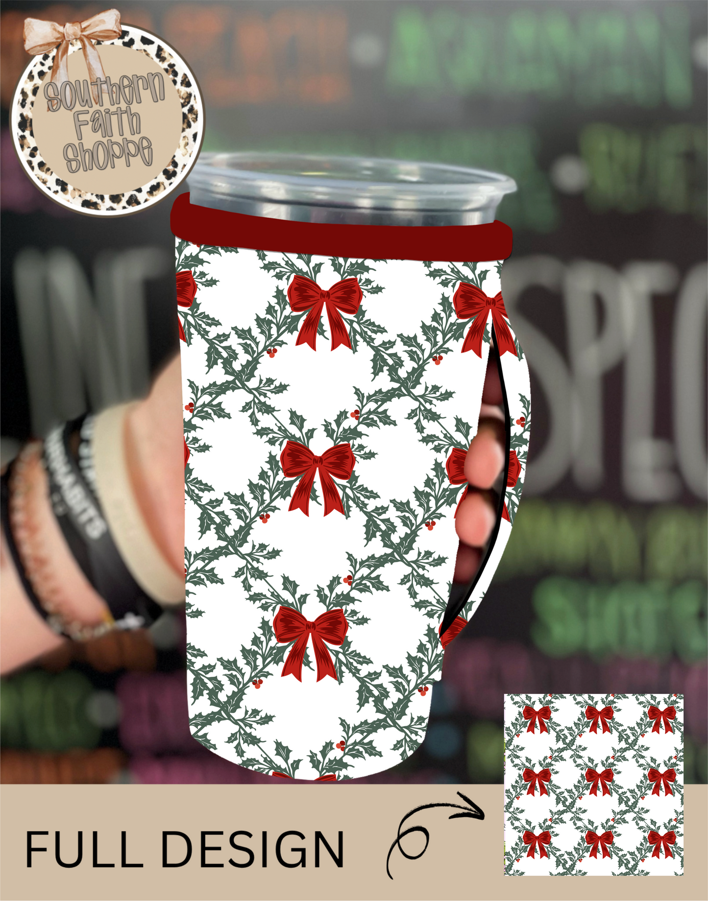 Holly with Bows (Tea Cup Sized)