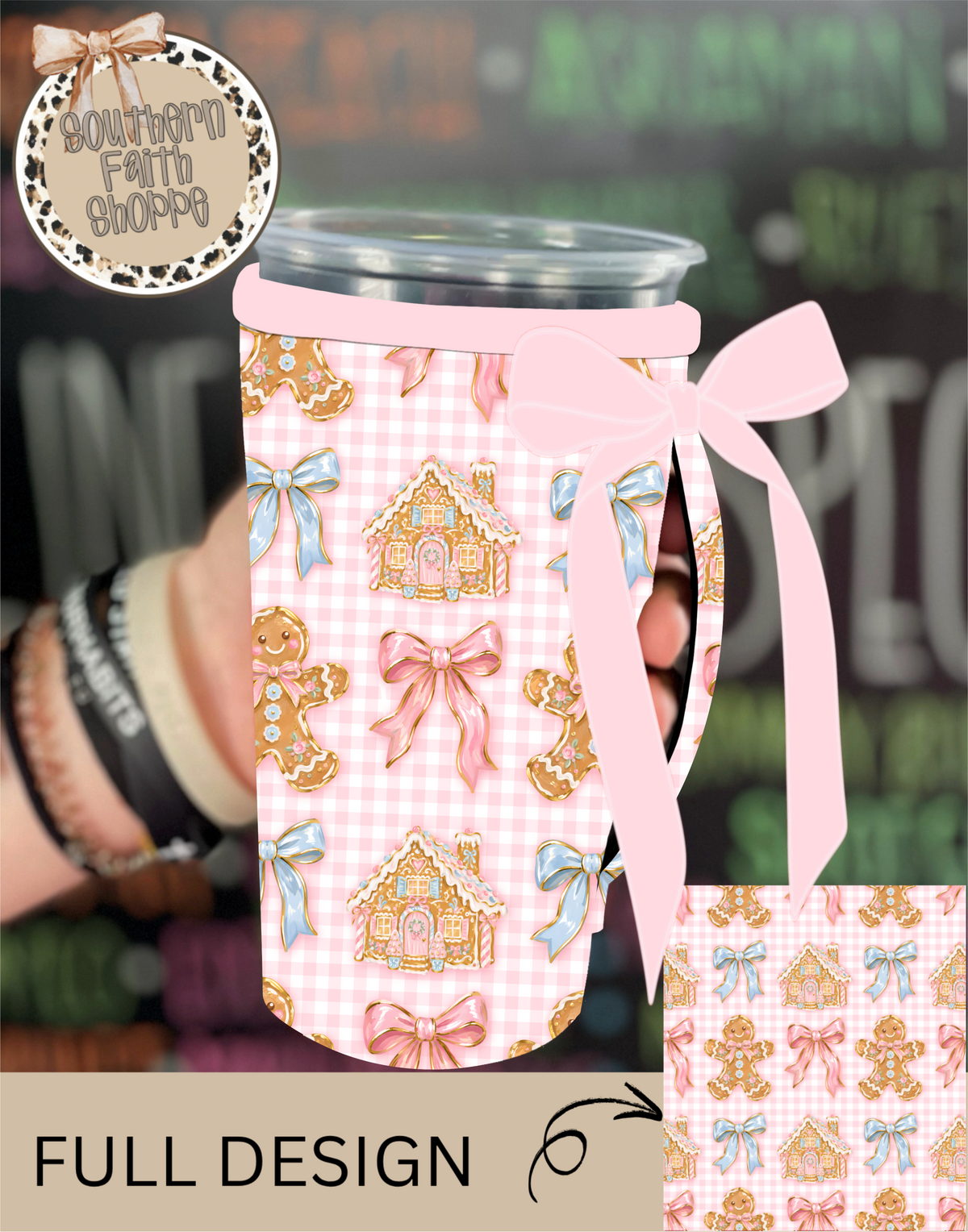 GINGERBREAD DREAMS | 32oz RIBBON KOOZIE