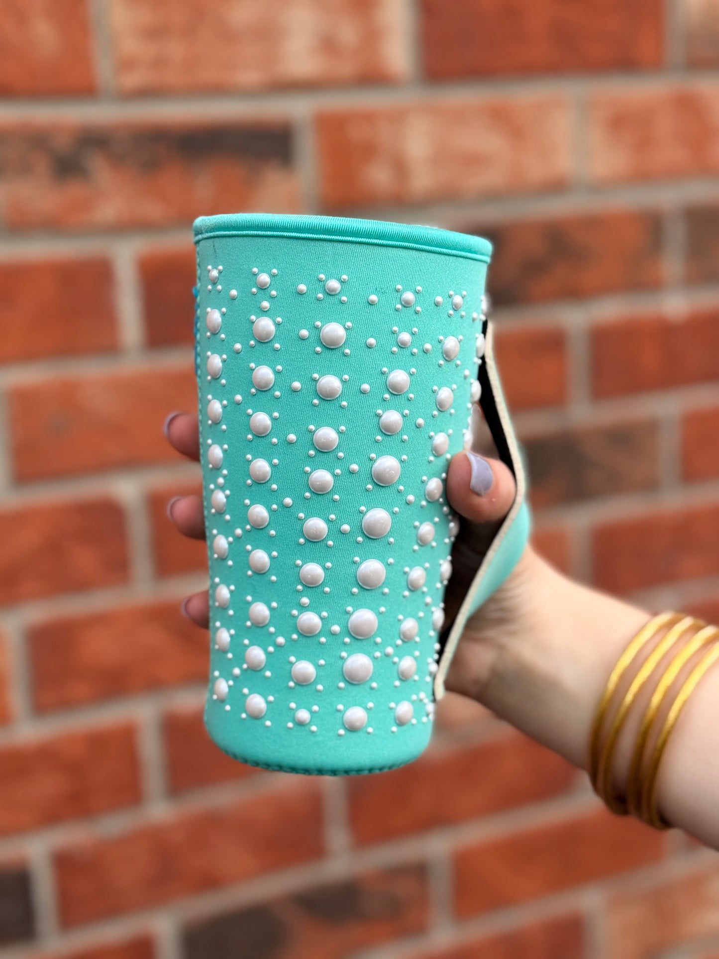 MINT PEARL   | RHINESTONE TEA KOOZIE