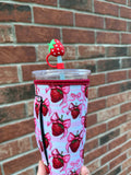 Red Strawberry Straw Topper 10mm (10 pack)