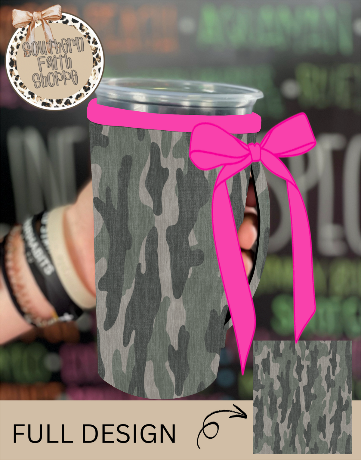 CAMO CUTIE HOT PINK | 32oz RIBBON KOOZIE