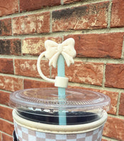 Cream Bow Straw Topper 10mm (10 pack)