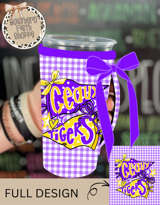 TIGERS GINGHAM | RIBBON 32oz KOOZIE