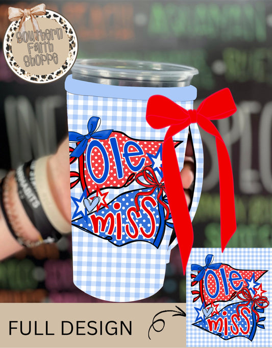 BLUE MISS GINGHAM | RIBBON 32oz KOOZIE