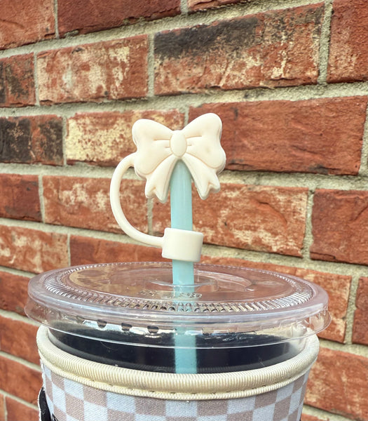 Cream Bow Straw Topper 10mm (10 pack)