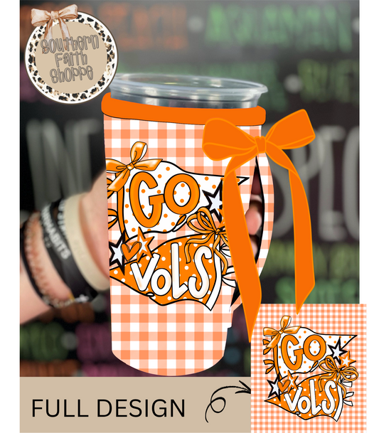 GINGHAM  VOLS | RIBBON KOOZIE