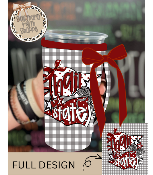 GINGHAM MISS STATE | RIBBON KOOZIE