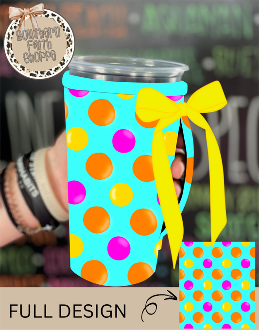 BLUE WITH DOTS | RIBBON KOOZIE
