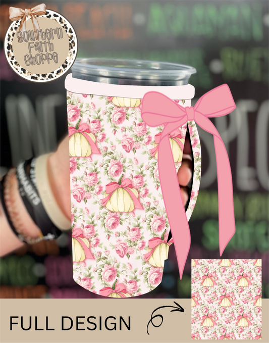 PINK AND PUMPKIN | RIBBON KOOZIE