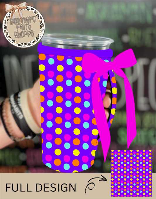 PURPLE WITH DOTS | RIBBON KOOZIE