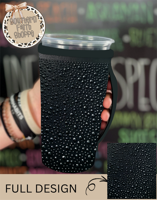 BLACK ON BLACK | RHINESTONE KOOZIE