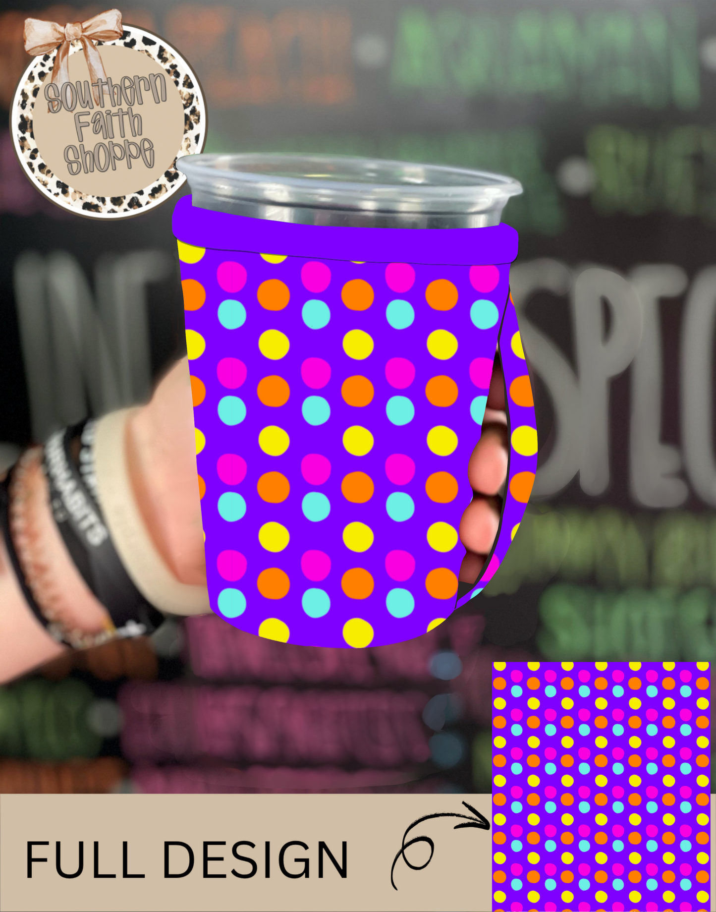 PURPLE WITH DOTS | (12-16oz) KOOZIE