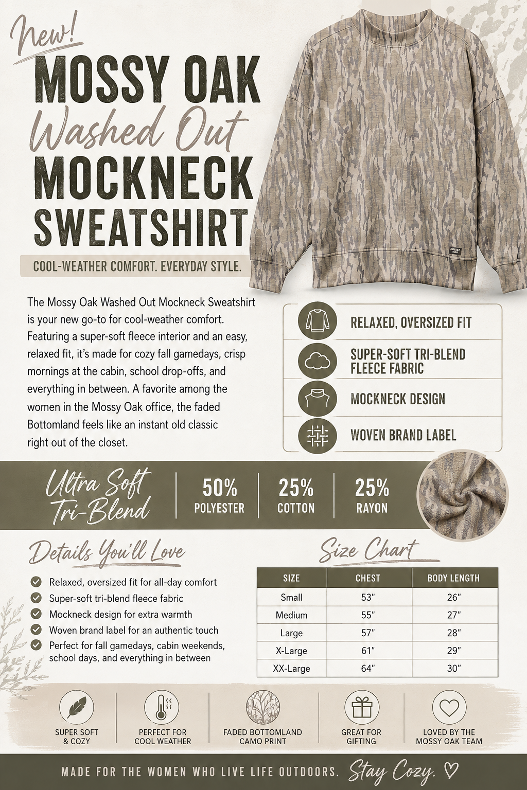 LIGHT WASH CAMO CUSTOMIZED | MOCK NECK SWEATSHIRT