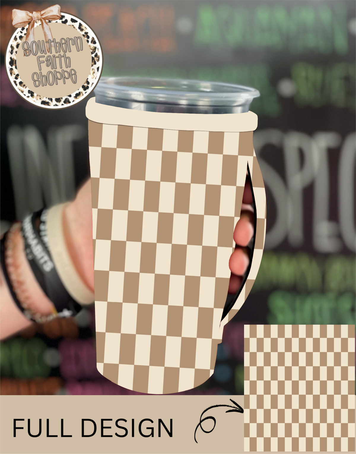 NEUTRAL SKINNY CHECK | 32oz KOOZIE