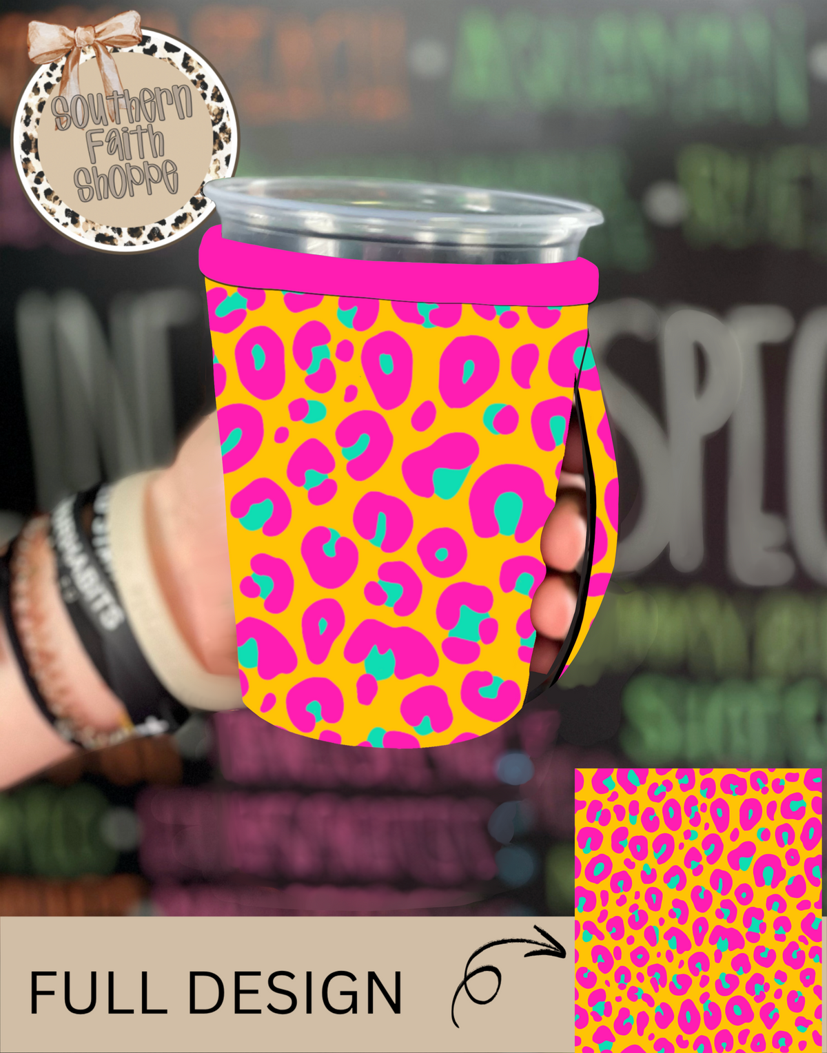 PINK AND ORANGE LEOPARD | (12-16oz) KOOZIE