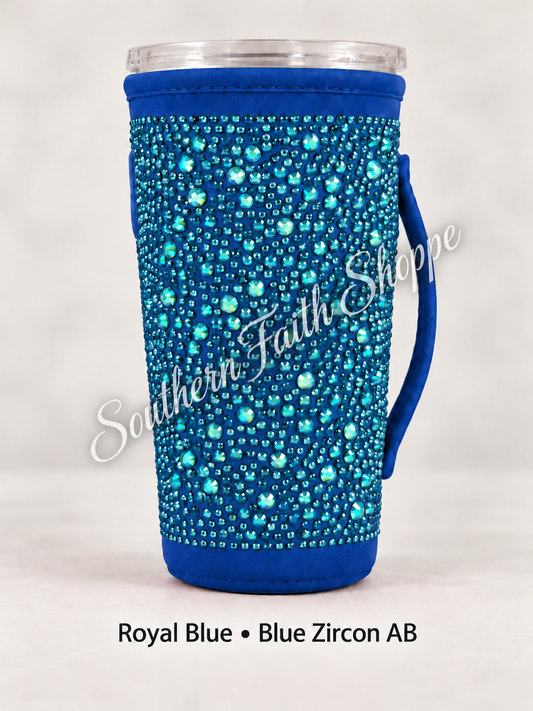 BLUE WITH BLUE RHINESTONES| 32oz RHINESTONE KOOZIE