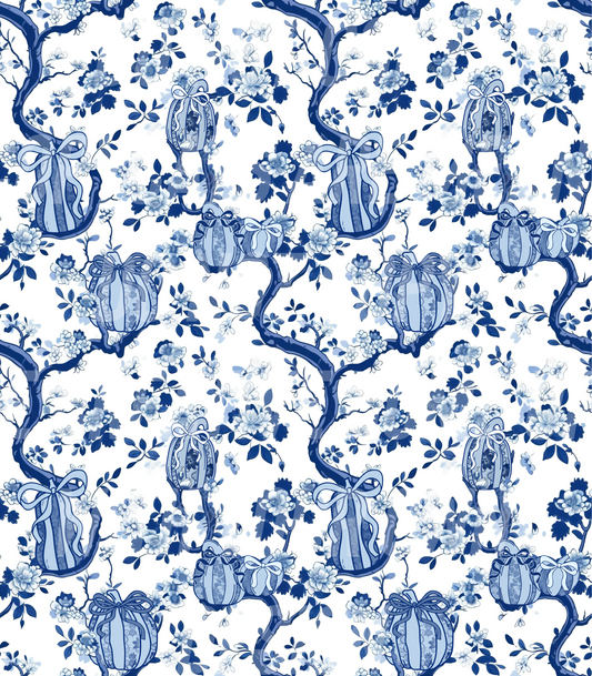 Chinoiserie Pumpkins W/Bows (Tea Cup Sized)