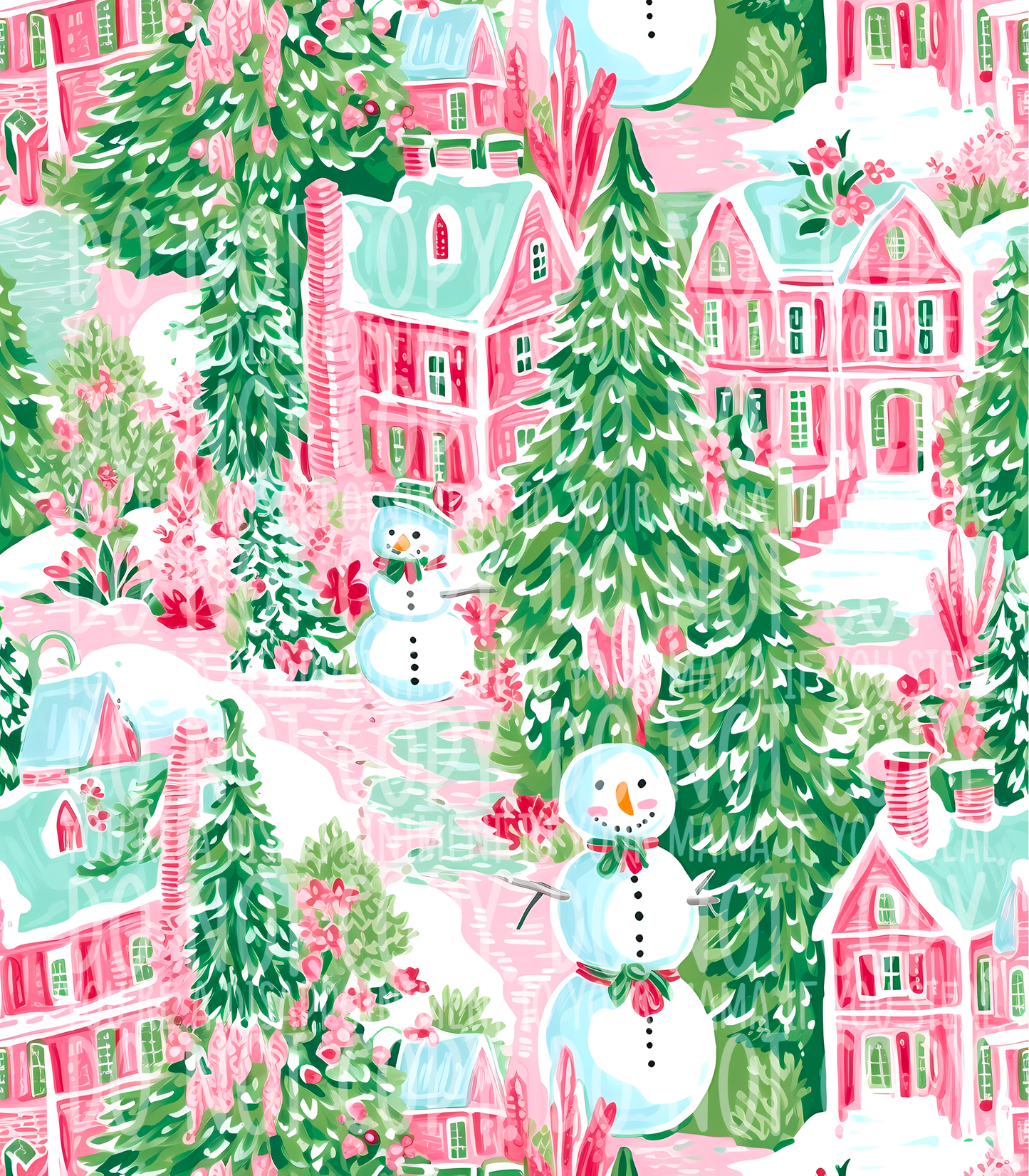 Pink Christmas Village (Tea Cup Sized)