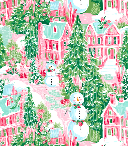 Pink Christmas Village (Tea Cup Sized)