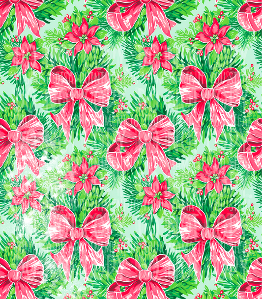 Red Poinsettias with Bows (Tea Cup Sized)