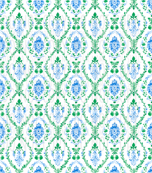 Vintage blue and green floral (Tea Cup Sized)