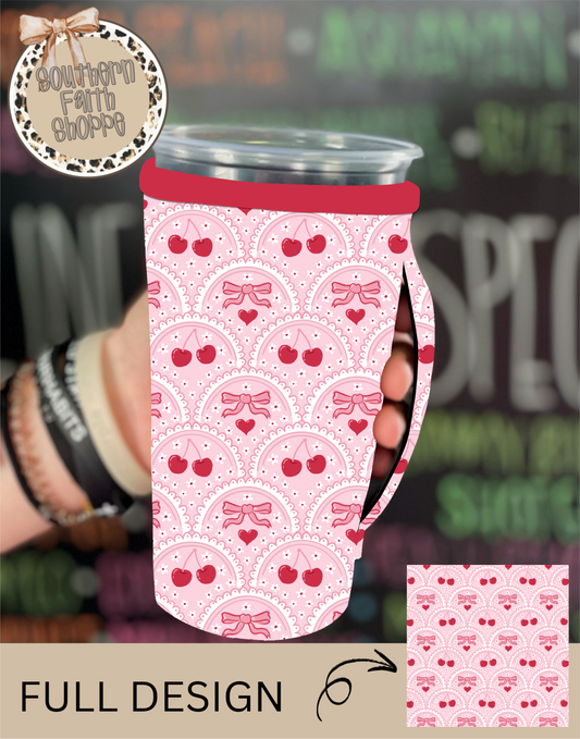 Scalloped Cherries and Bows (Tea Cup Sized)