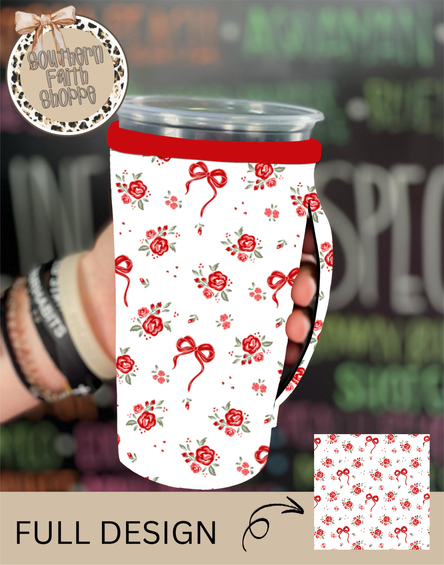 Red Roses and Bows (Tea Cup Sized)