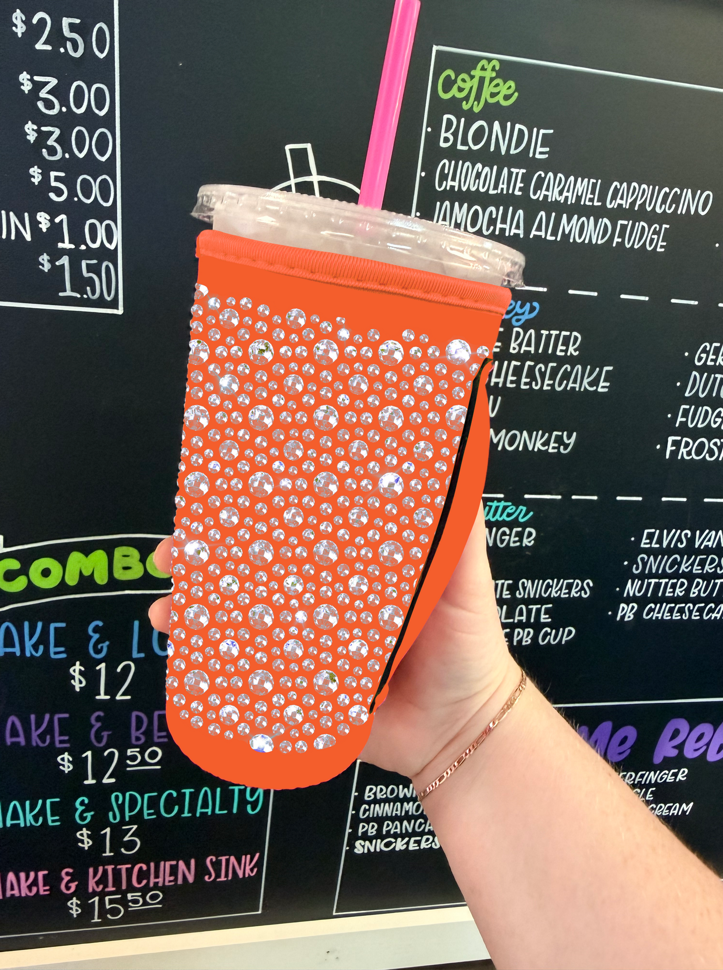 ORANGE | RHINESTONE TEA KOOZIE