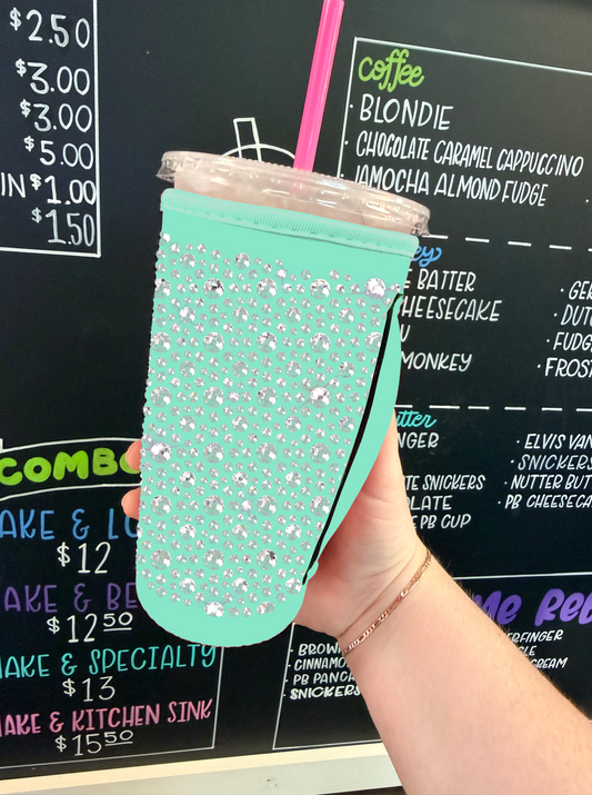 MINT | RHINESTONE TEA KOOZIE