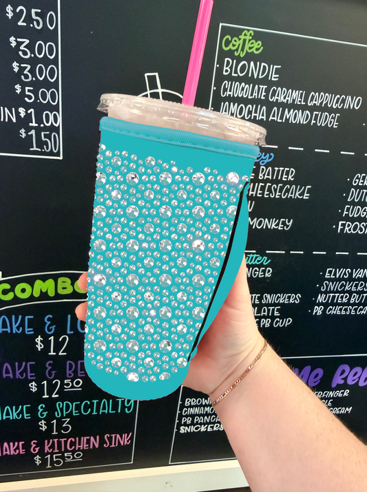 TEAL | RHINESTONE TEA KOOZIE