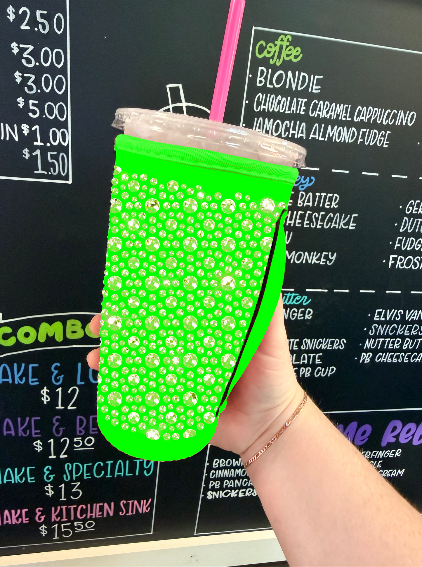 GREEN  | RHINESTONE TEA KOOZIE