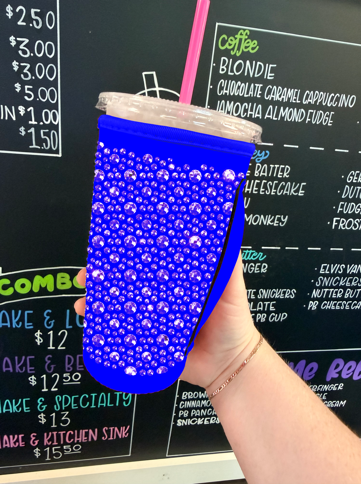 BLUE  | RHINESTONE TEA KOOZIE