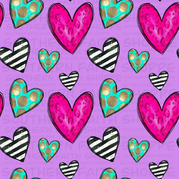 Patterned Hearts  (Tea Cup Sized)