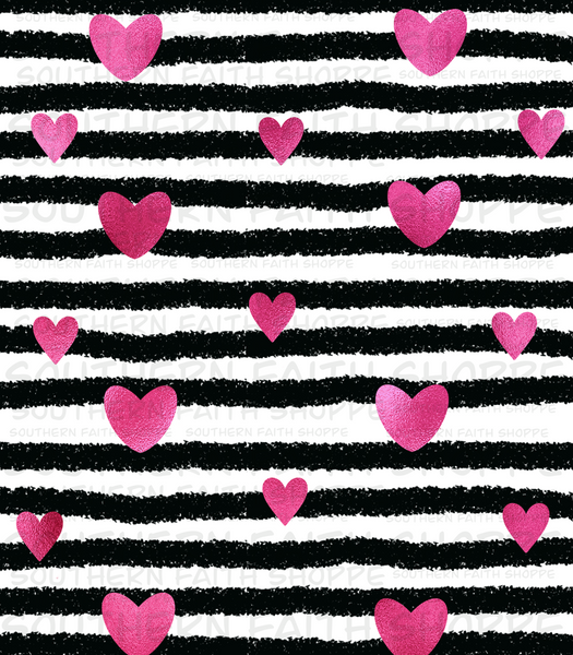 Pink hearts with stripes (Tea Cup Sized)