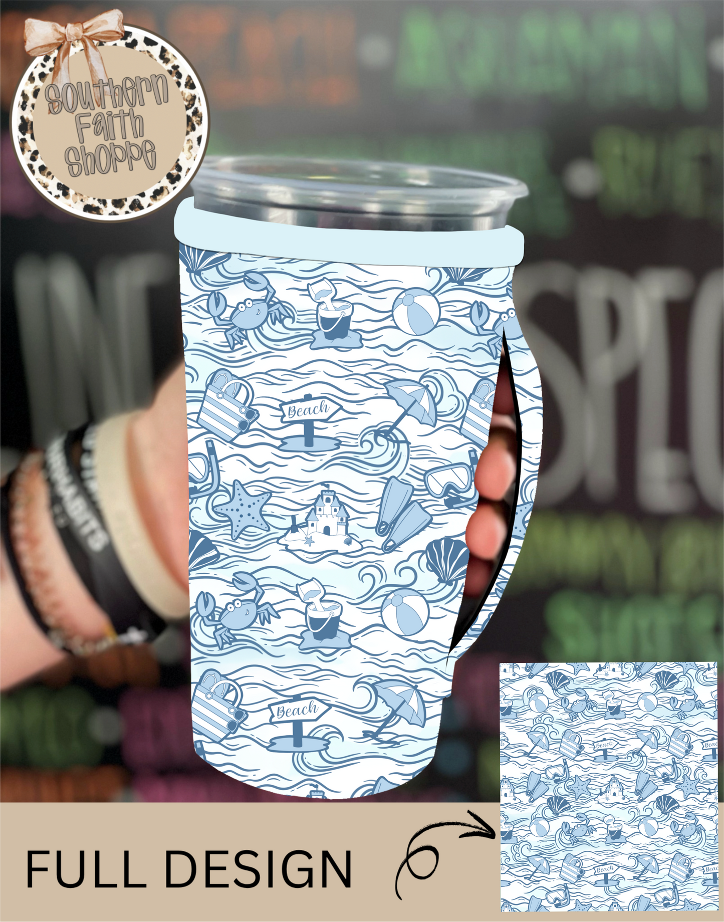Chinoiserie beach (Tea Cup Sized)
