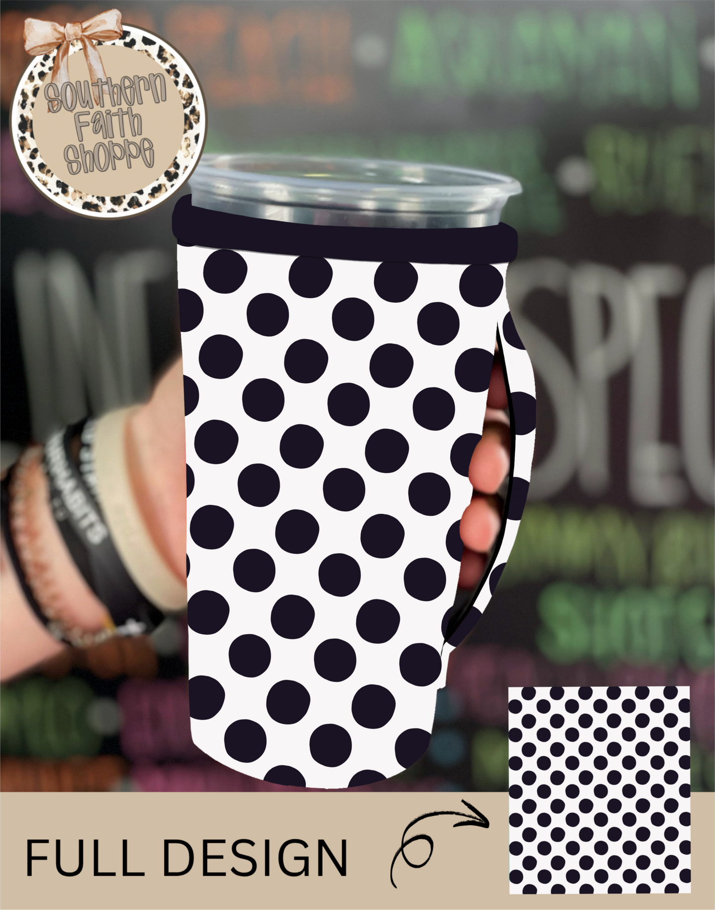 BLACK & WHITE POLKA DOTS | 42oz BIG Cup Sized