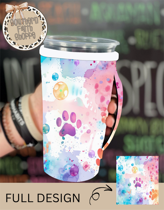 WATERCOLOR PAW PRINTS | TEA SIZED 32oz