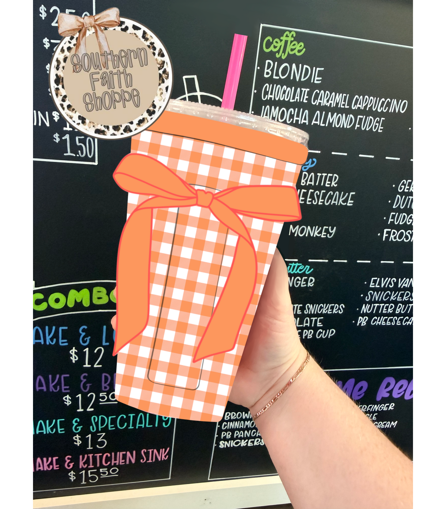 TANGERINE GINGHAM | RIBBON TEA KOOZIE