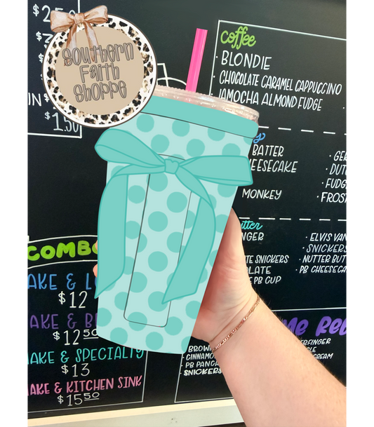 TEAL POLKA DOTS | RIBBON TEA KOOZIE