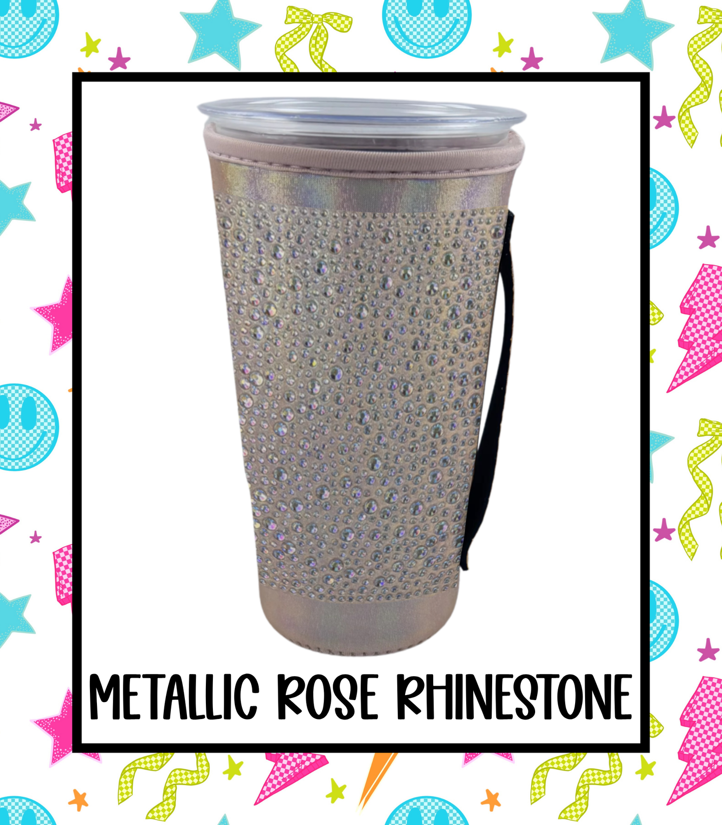 METALLIC ROSE GOLD | RHINESTONE TEA KOOZIE