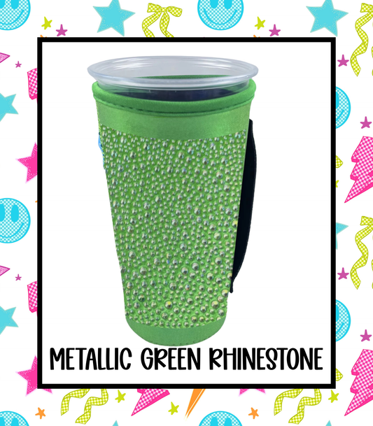 METALLIC GREEN| RHINESTONE TEA KOOZIE