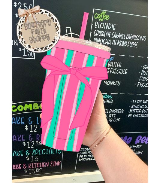 WATERMELON STRIPES | RIBBON TEA KOOZIE